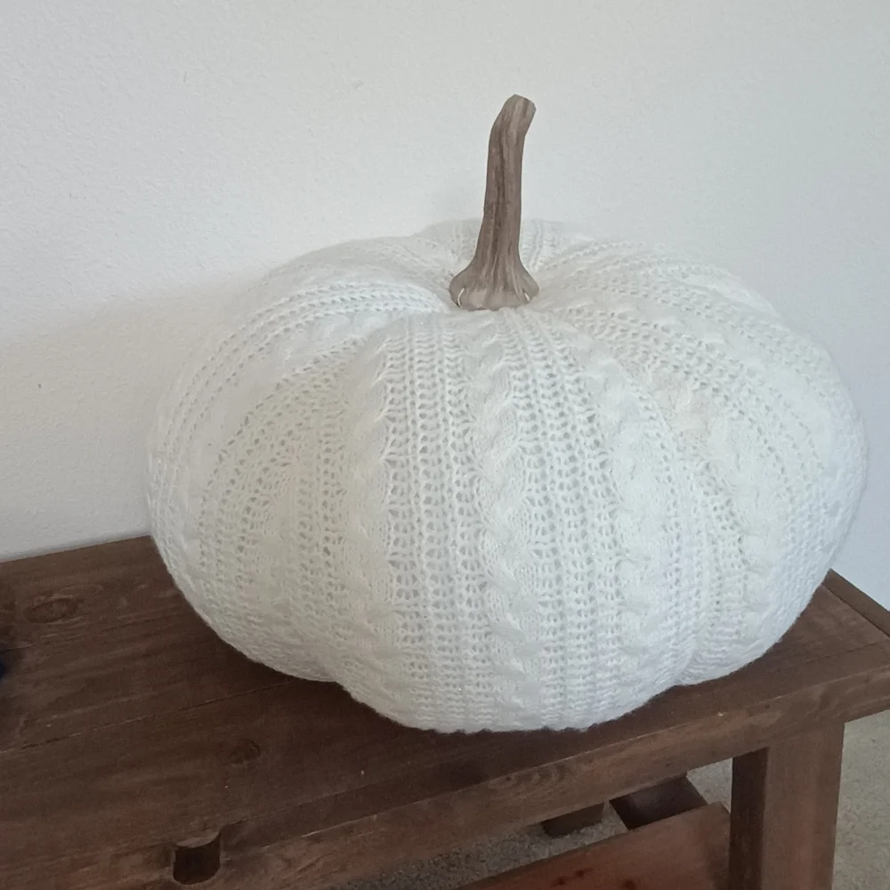 Huge Cable Knit Sweater Pumpkin Accent Pillow Fall Farmhouse Decor